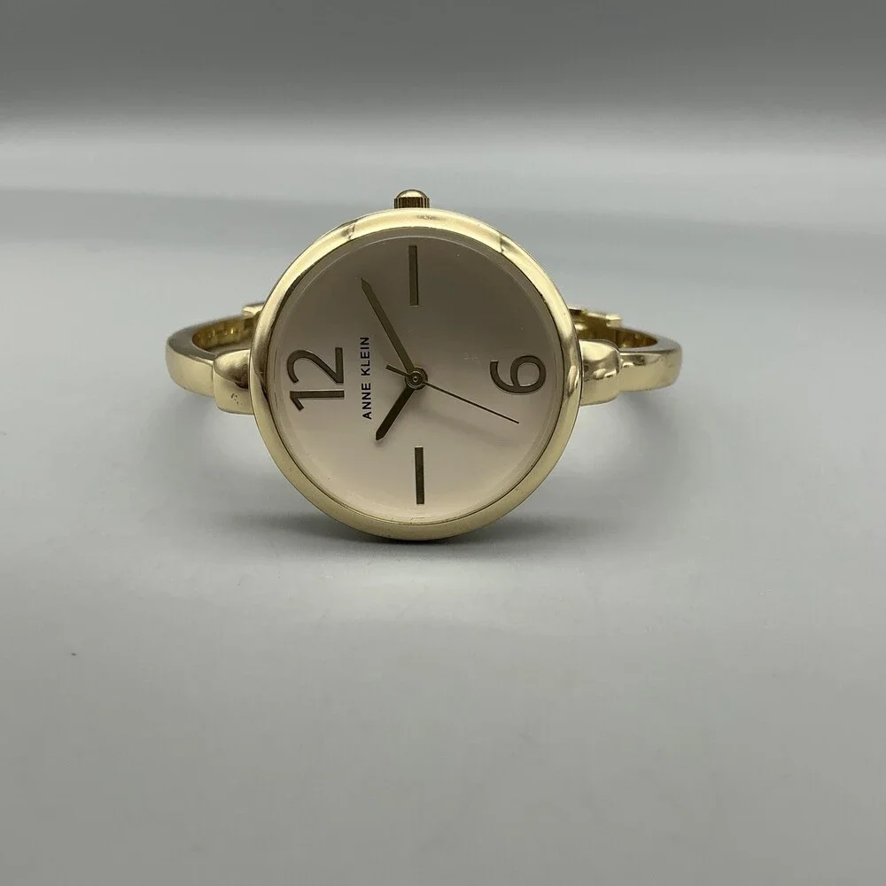 Anne Klein Womens Watch 32mm Cream Dial Gold Tone Bangle New Battery 6.25